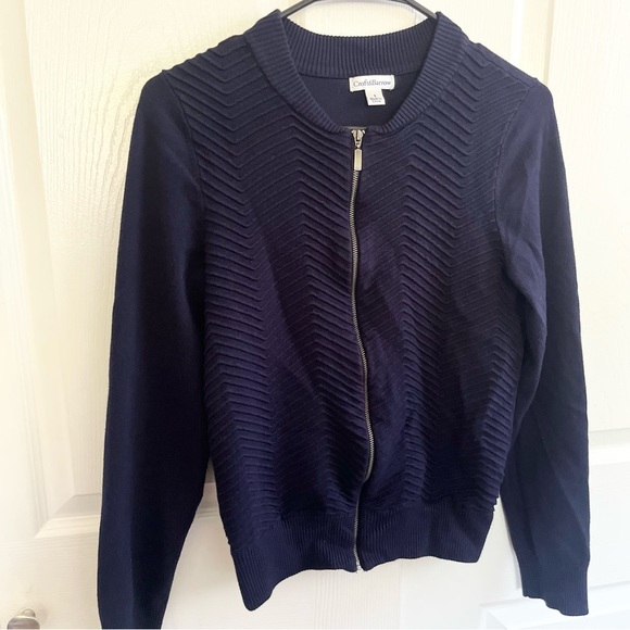 Croft and Barrow Navy Blue Zip Up Sweater Small - Picture 2 of 4